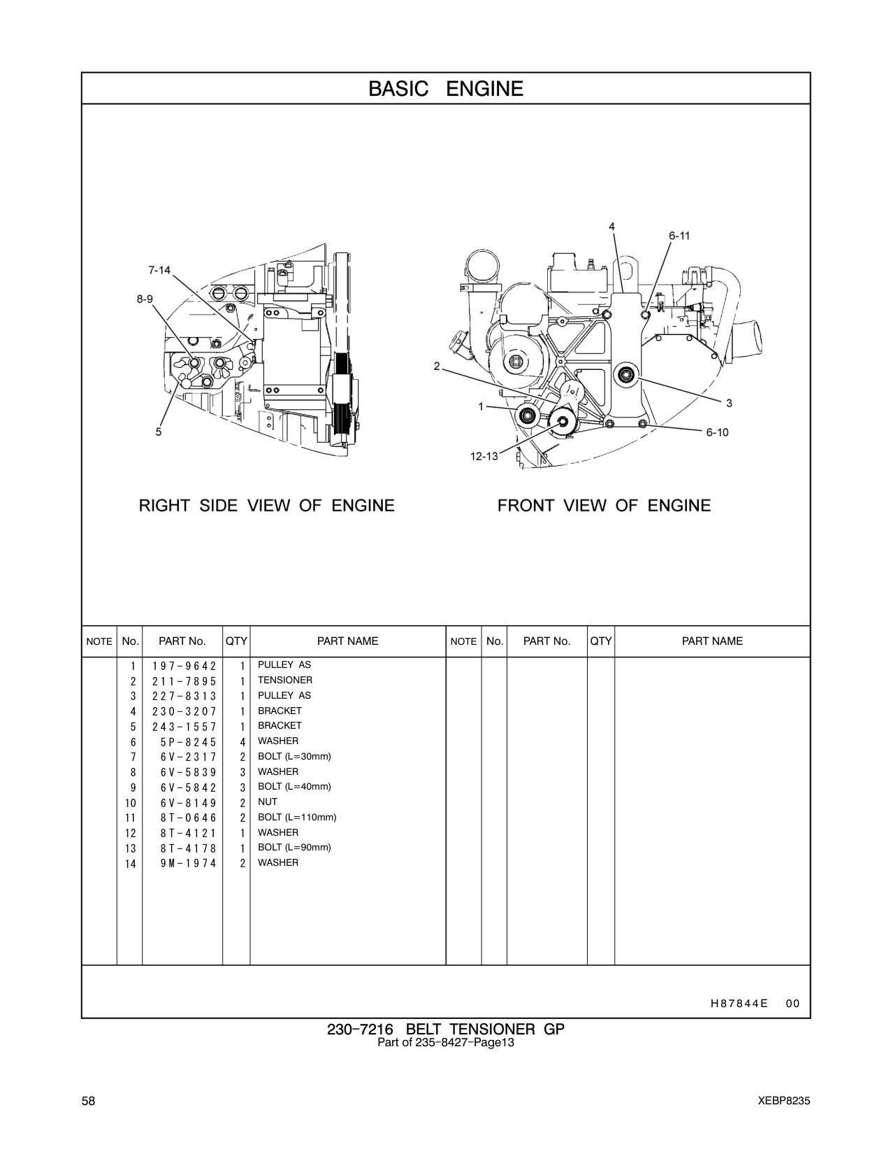 211-7895 BELT TENSIONER CAT parts manual diagram