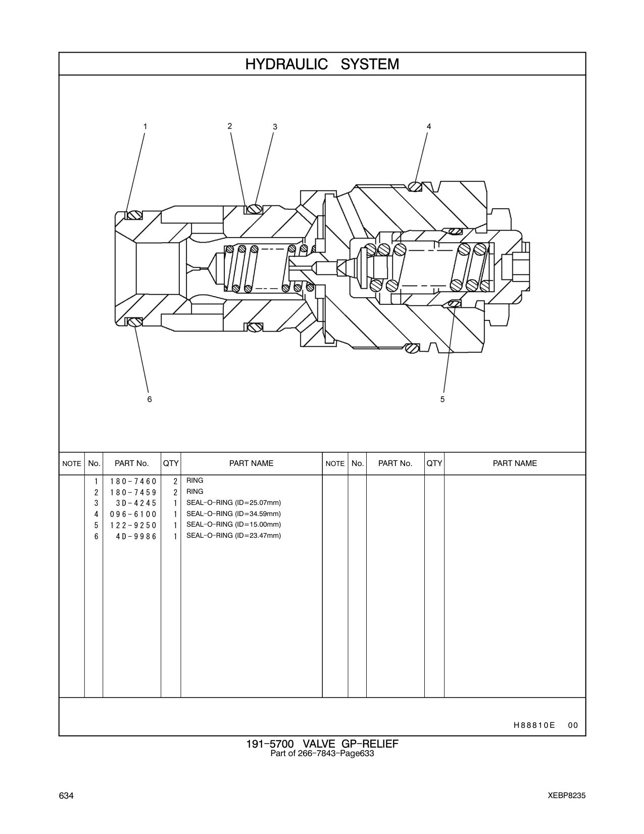 096-6100 SEAL-O-RING (ID=34.59mm) CAT parts manual diagram