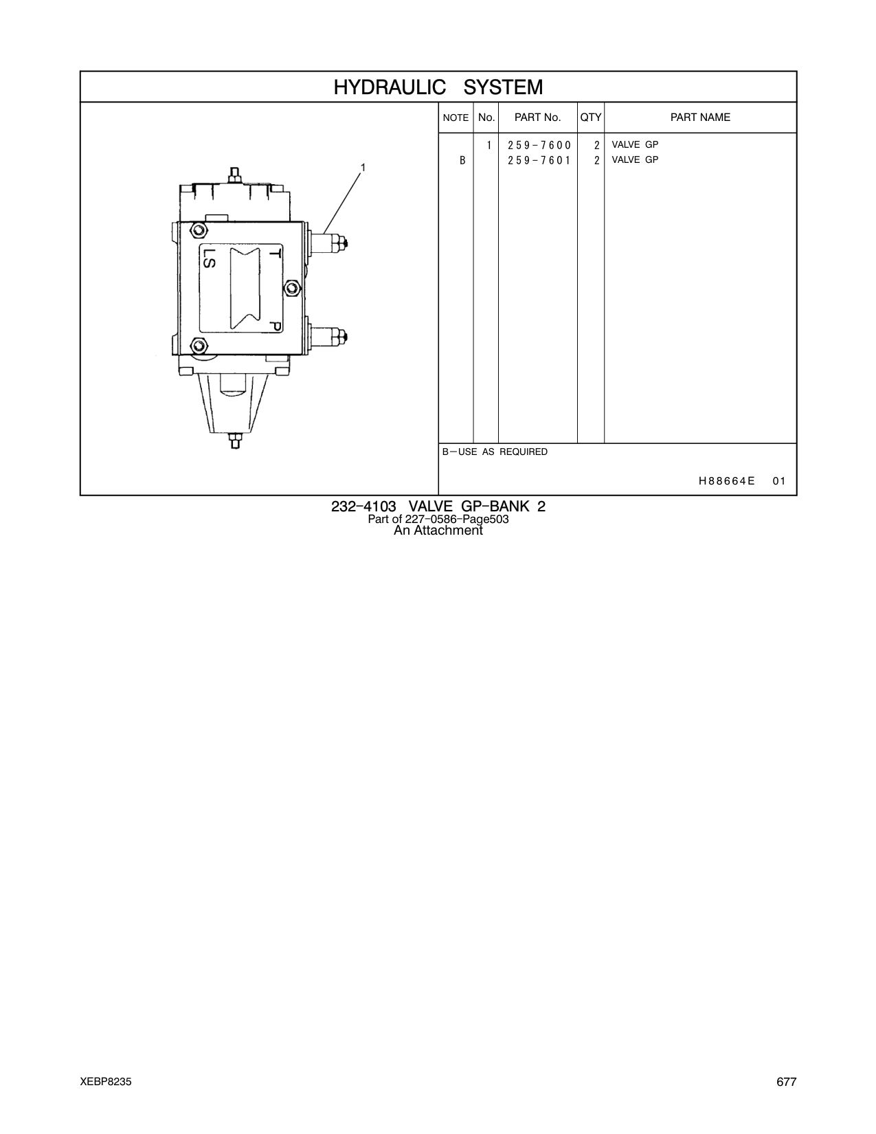 259-7600 VALVE GP CAT parts manual diagram