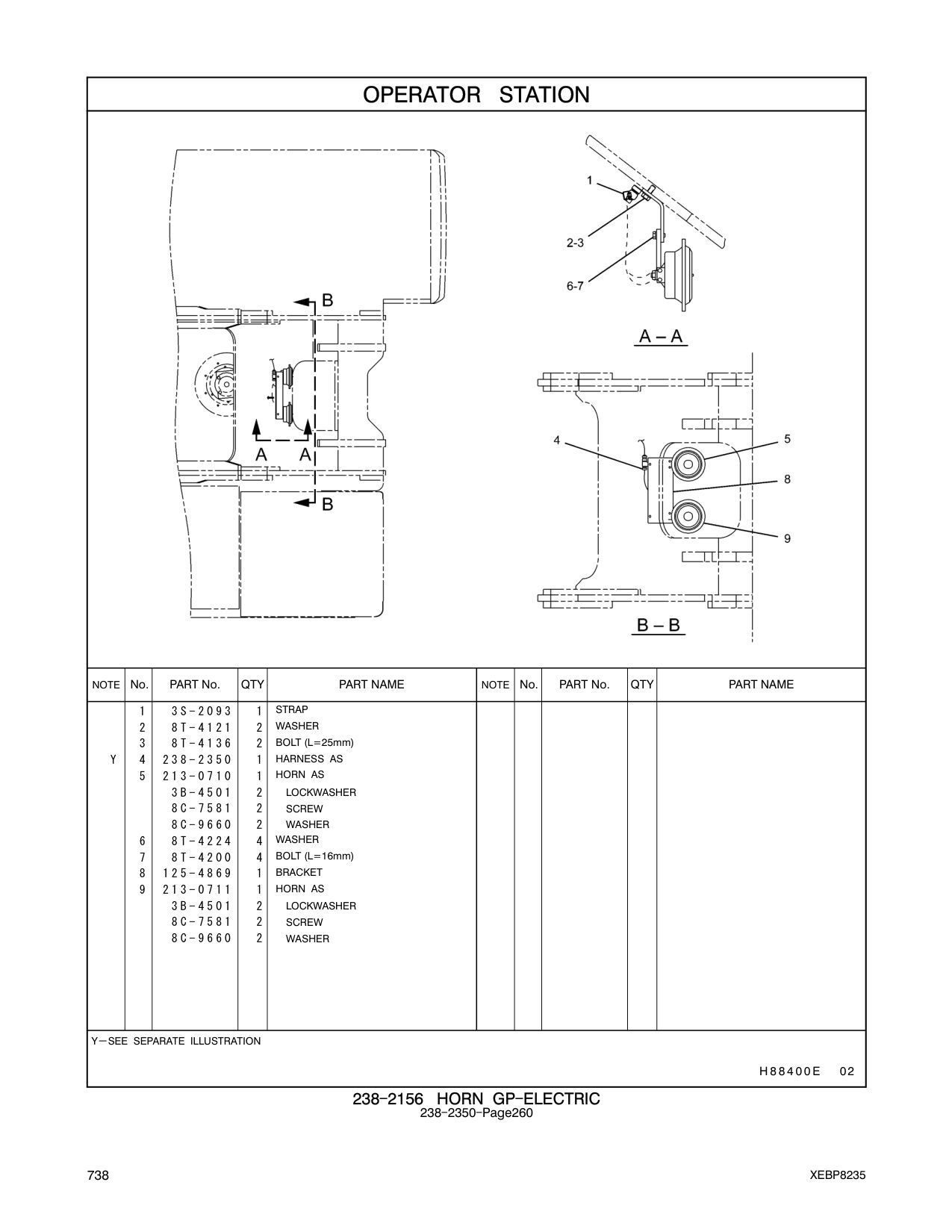213-0711 HORN AS CAT parts manual diagram