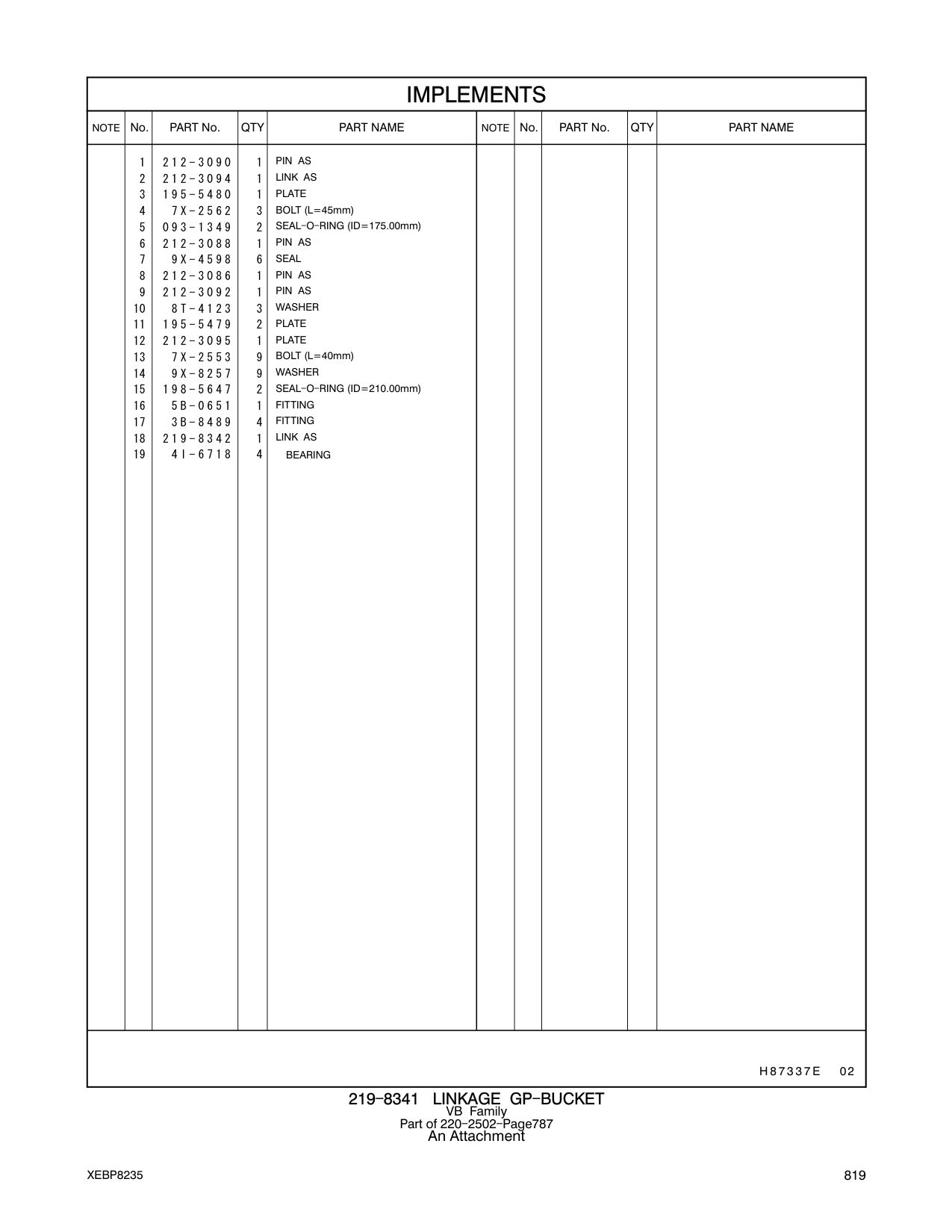219-8342 LINK AS CAT parts manual diagram