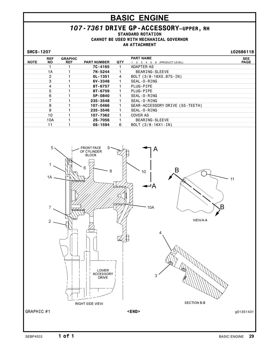 7C-4165 ADAPTER AS CAT parts manual diagram