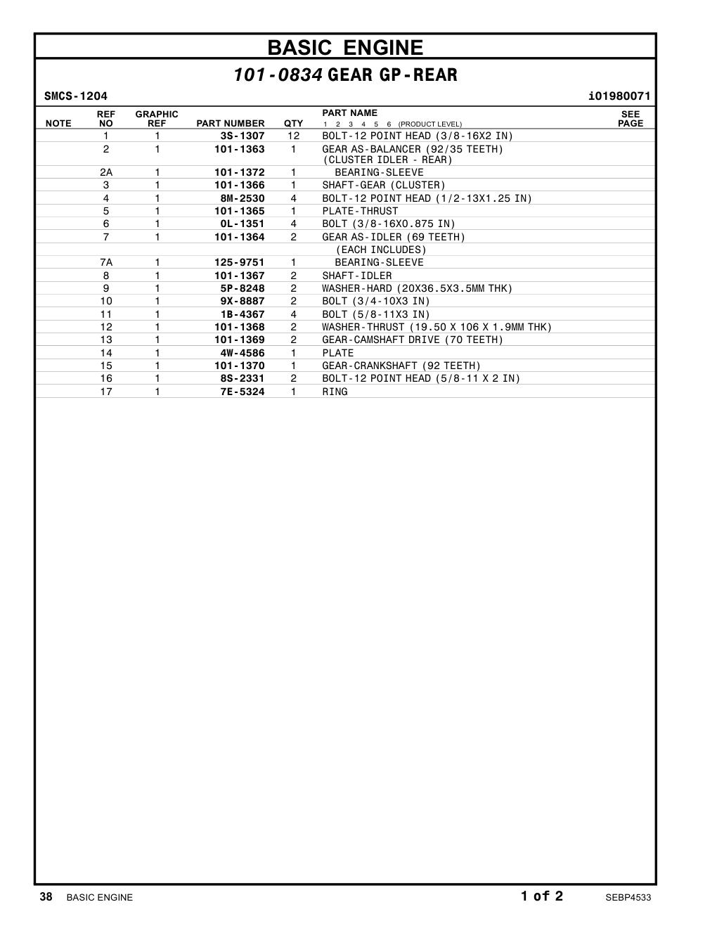 9X-8887 BOLT (3/4-10X3-IN) CAT parts manual diagram