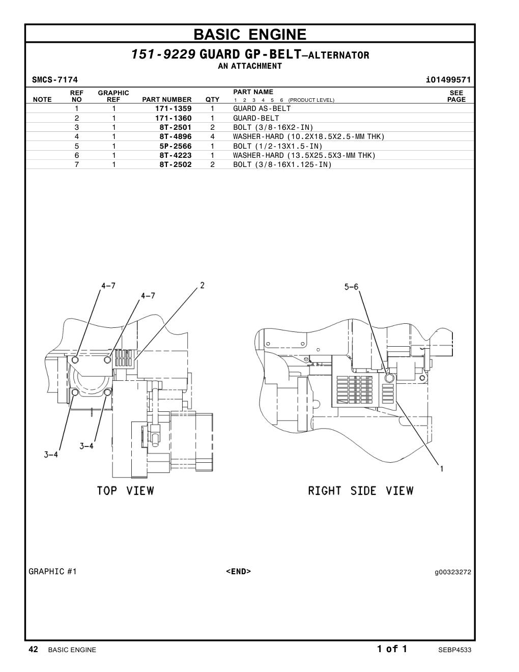 171-1360 GUARD-BELT CAT parts manual diagram