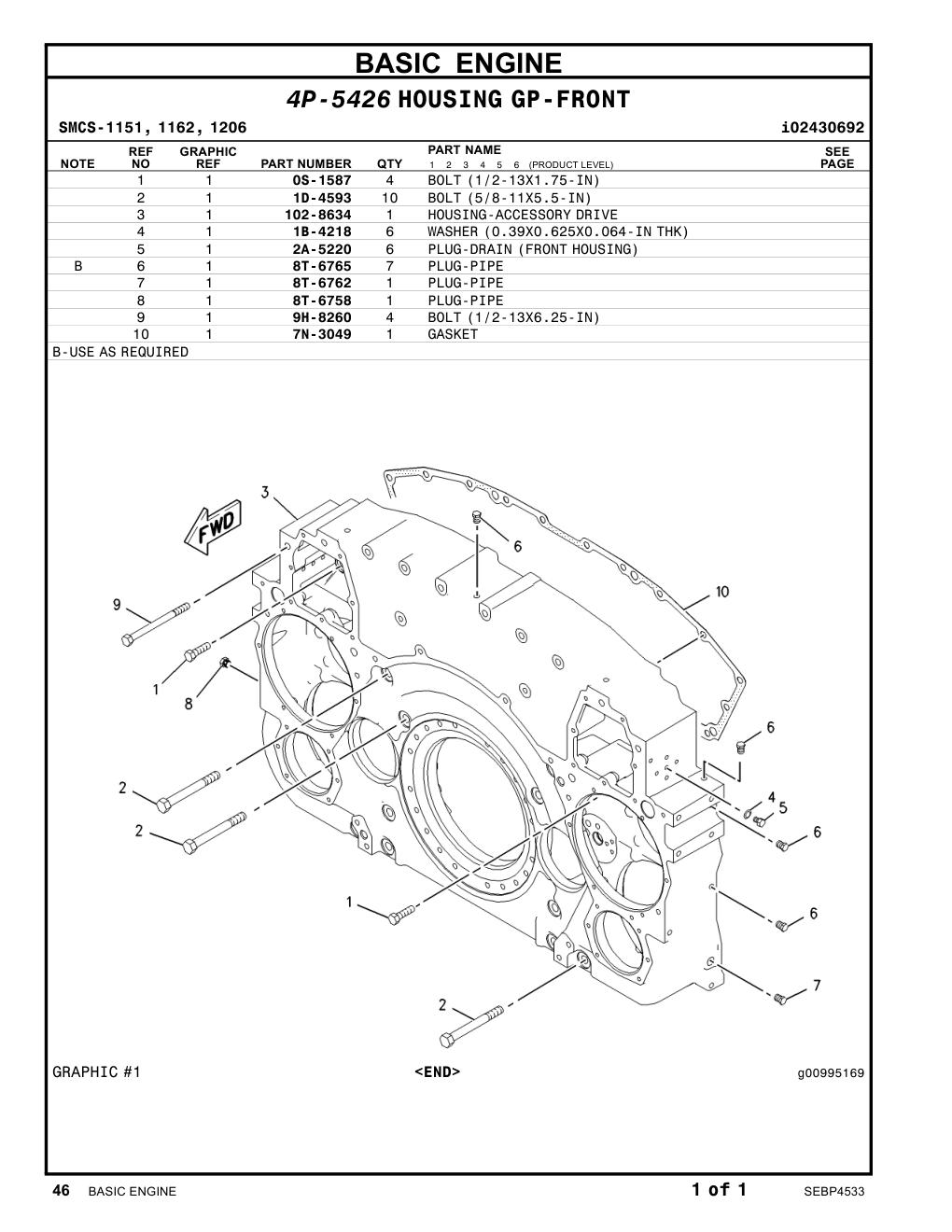 8T-6758 PLUG-PIPE CAT parts manual diagram