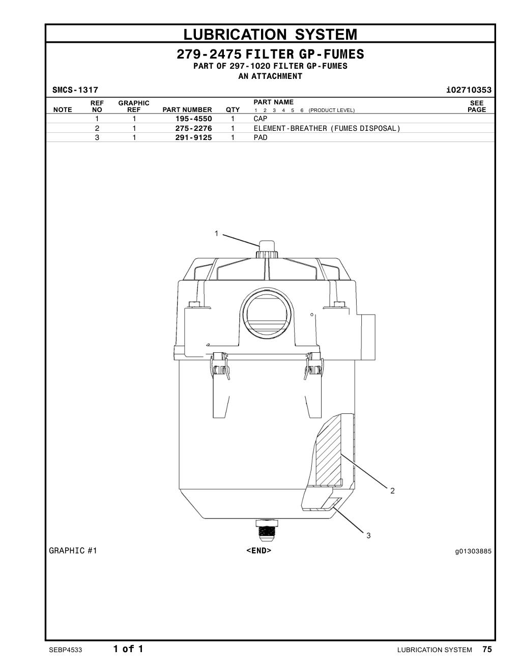 275-2276 ELEMENT-BREATHER (FUMES DISPOSAL) CAT parts manual diagram