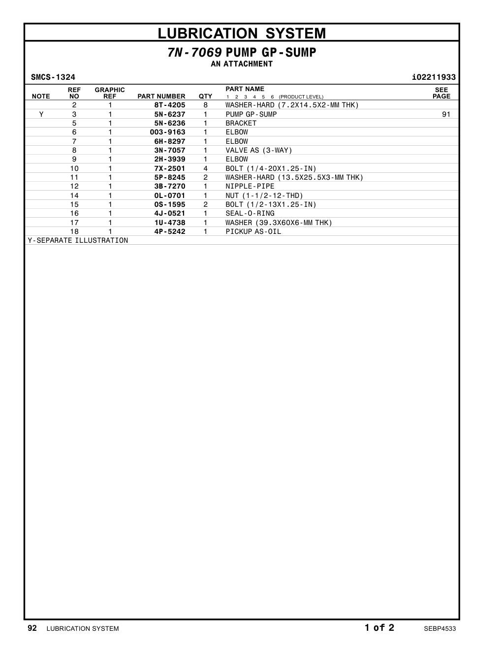 5N-6237 PUMP GP-SUMP CAT parts manual diagram