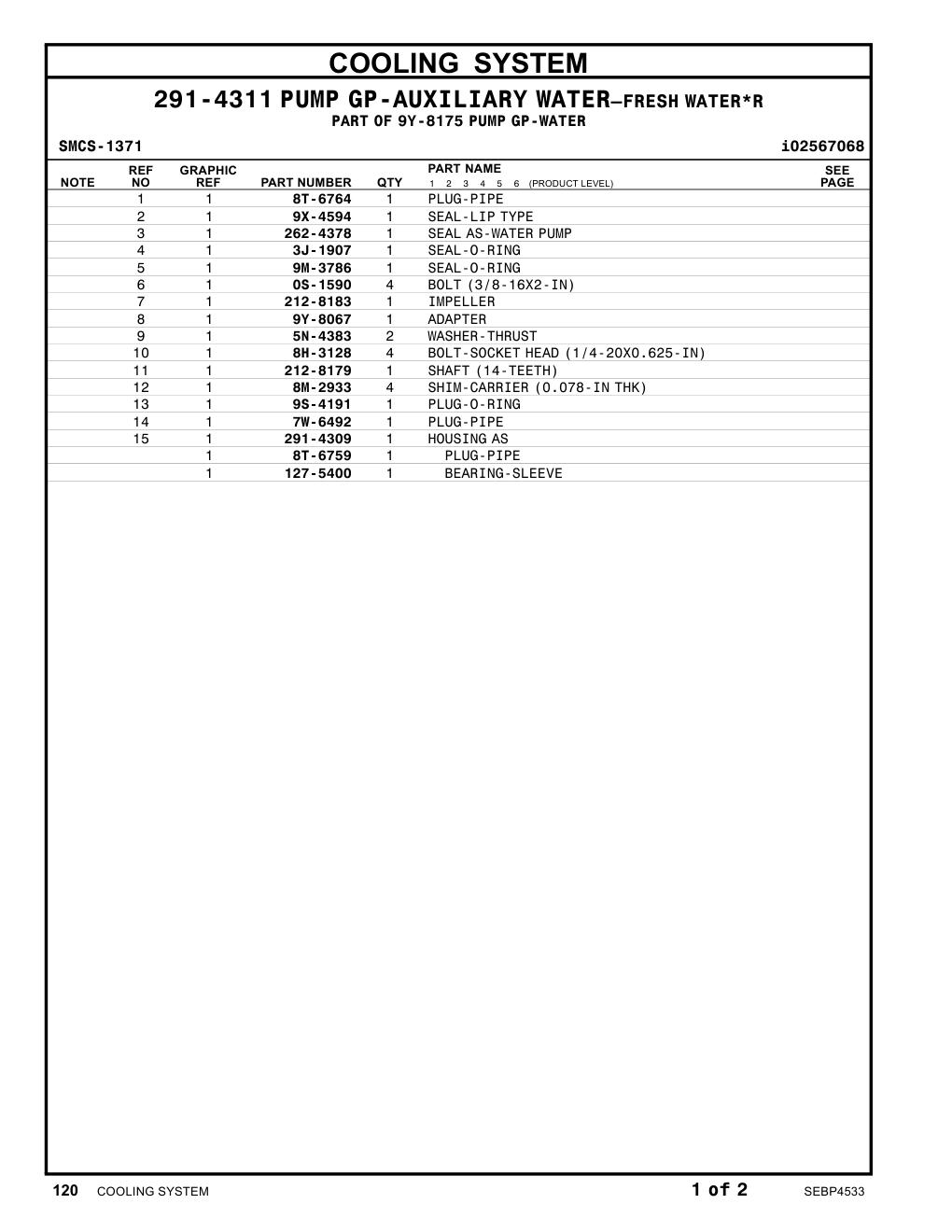 9X-4594 SEAL-LIP TYPE CAT parts manual diagram