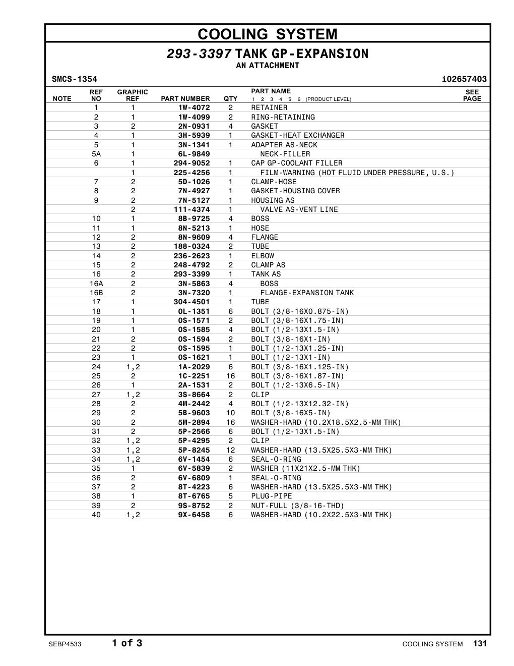 294-9052 CAPGP-COOLANT FILLER(EXPANSIONTANK) CAT parts manual diagram