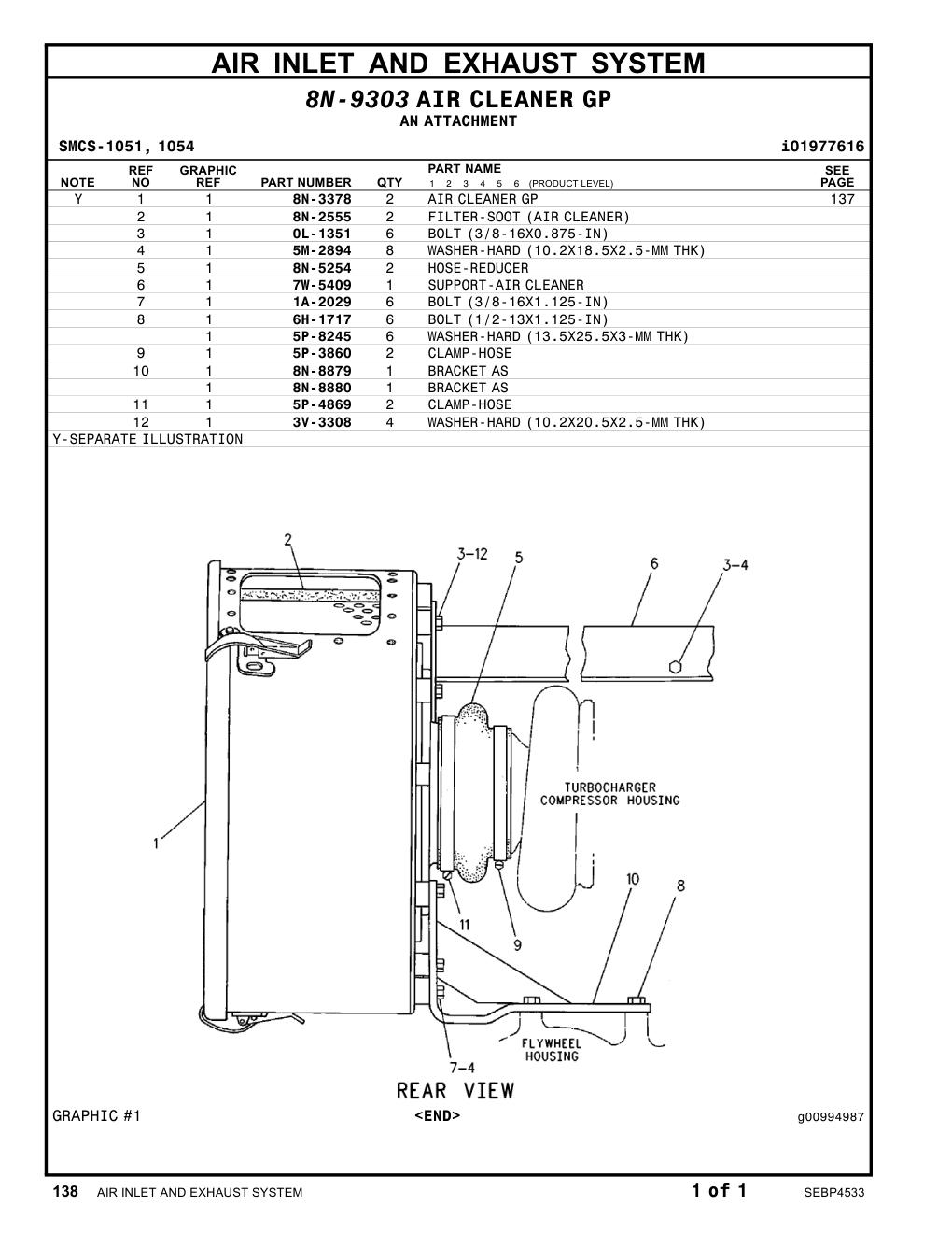 8N-8880 BRACKET AS (RH) CAT parts manual diagram
