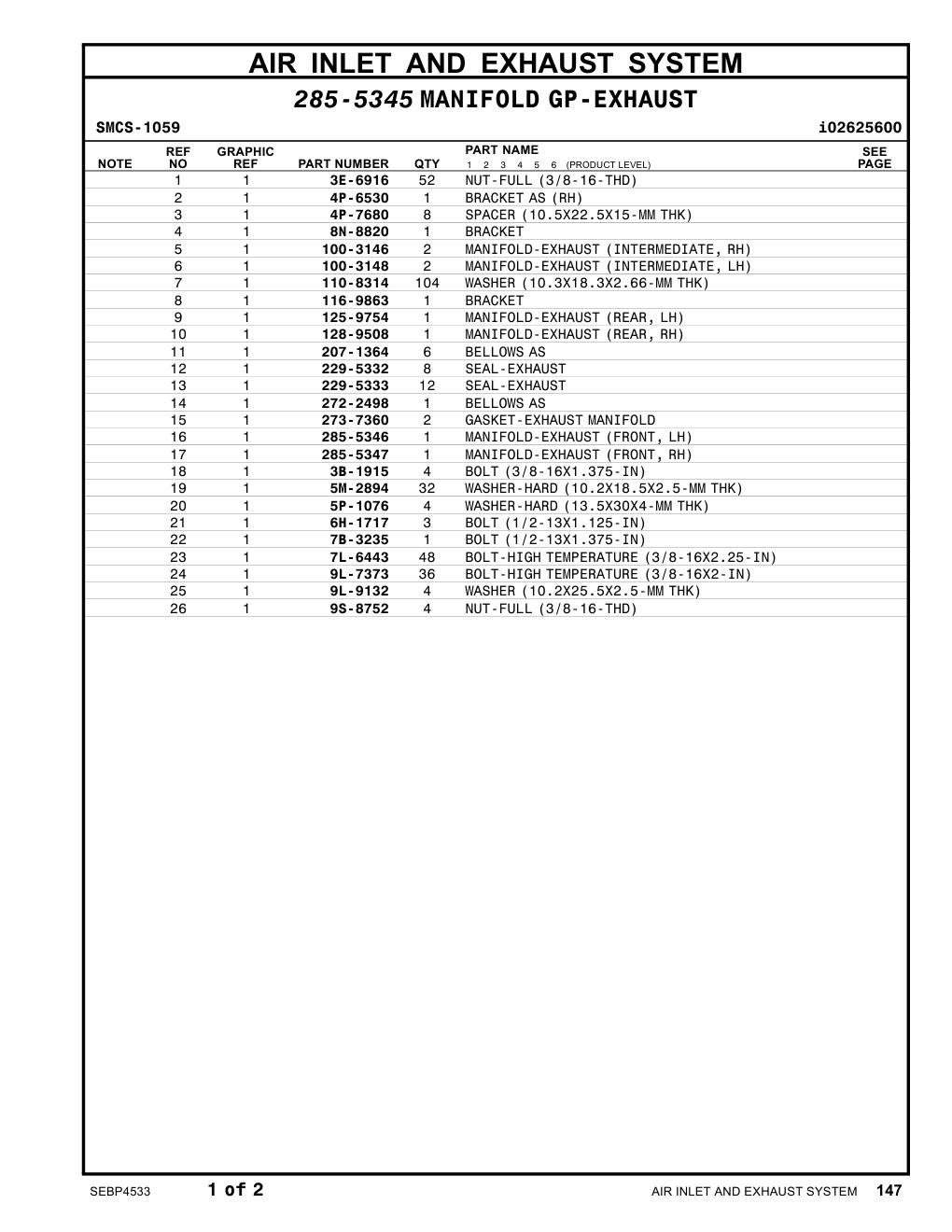 3E-6916 NUT-FULL (3/8-16-THD) CAT parts manual diagram