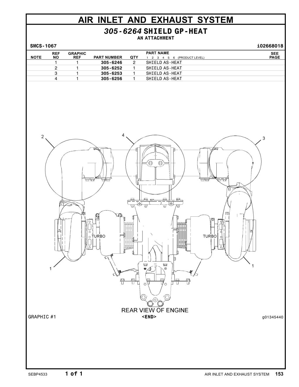 305-6256 SHIELDAS-HEAT CAT parts manual diagram