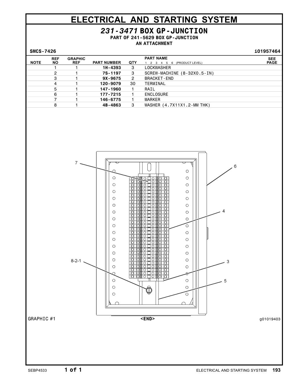 9X-9675 BRACKET-END CAT parts manual diagram