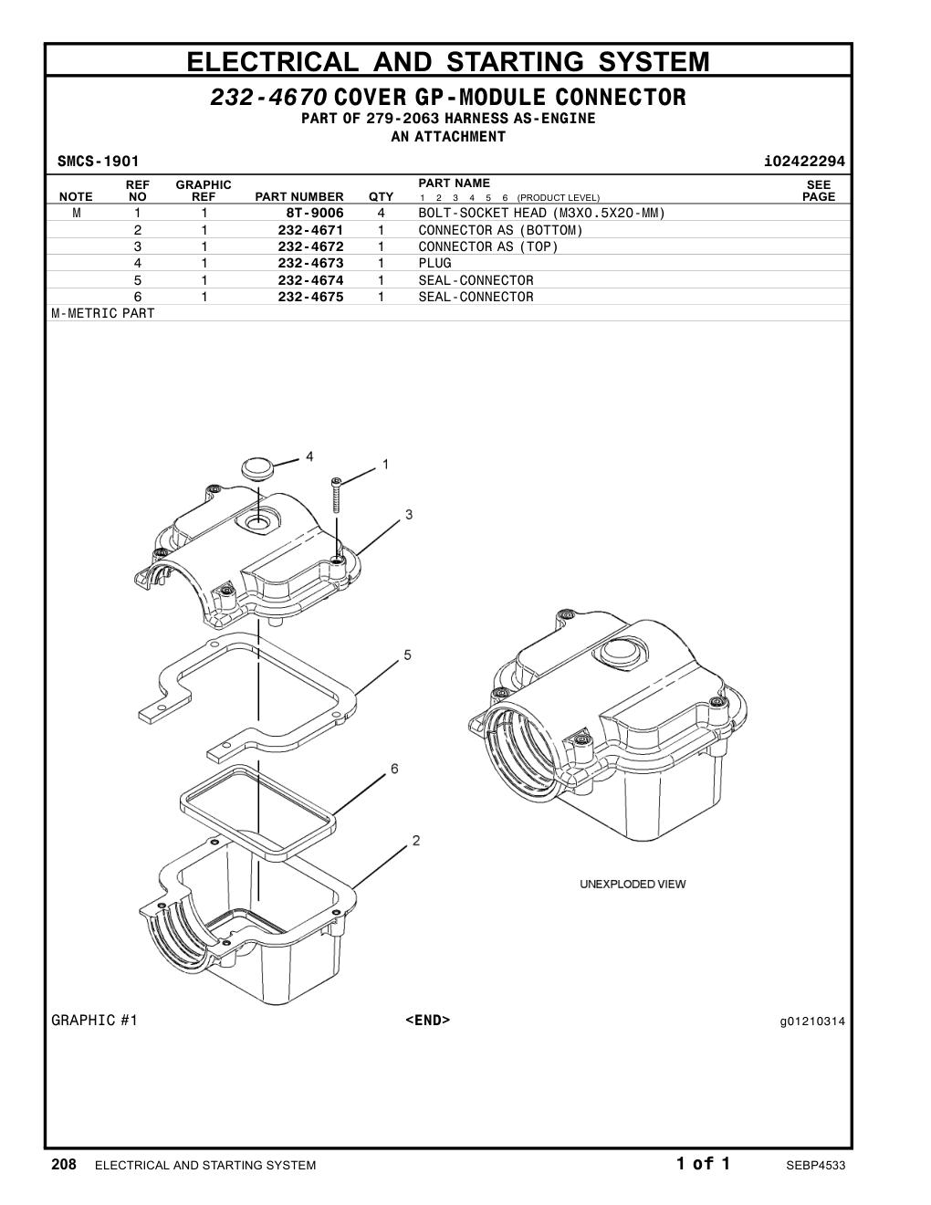 232-4673 PLUG CAT parts manual diagram