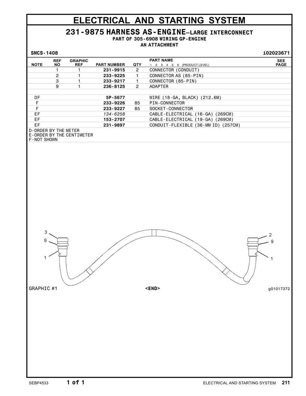 233-9225 CONNECTORAS(85-PIN) CAT parts manual diagram