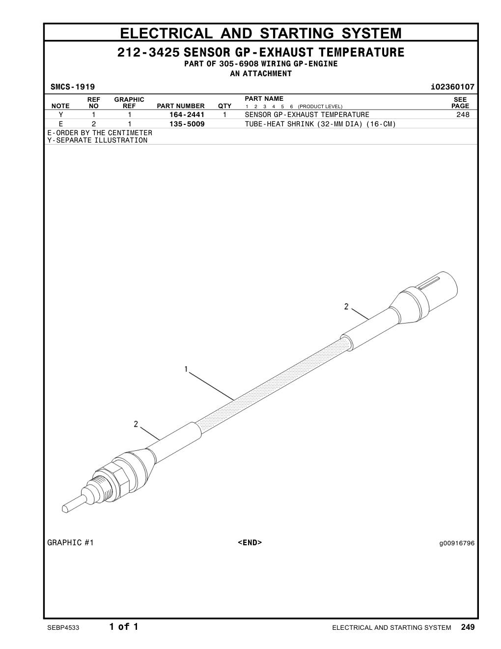 164-2441 SENSORGP-EXHAUSTTEMPERATURE CAT parts manual diagram