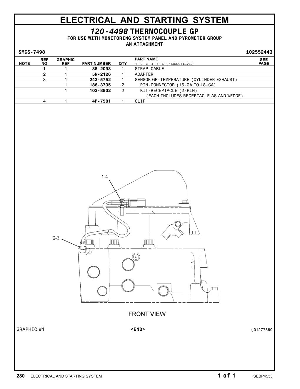 243-5752 SENSOR GP-TEMPERATURE (CYLINDER EXHAUST) CAT parts manual diagram