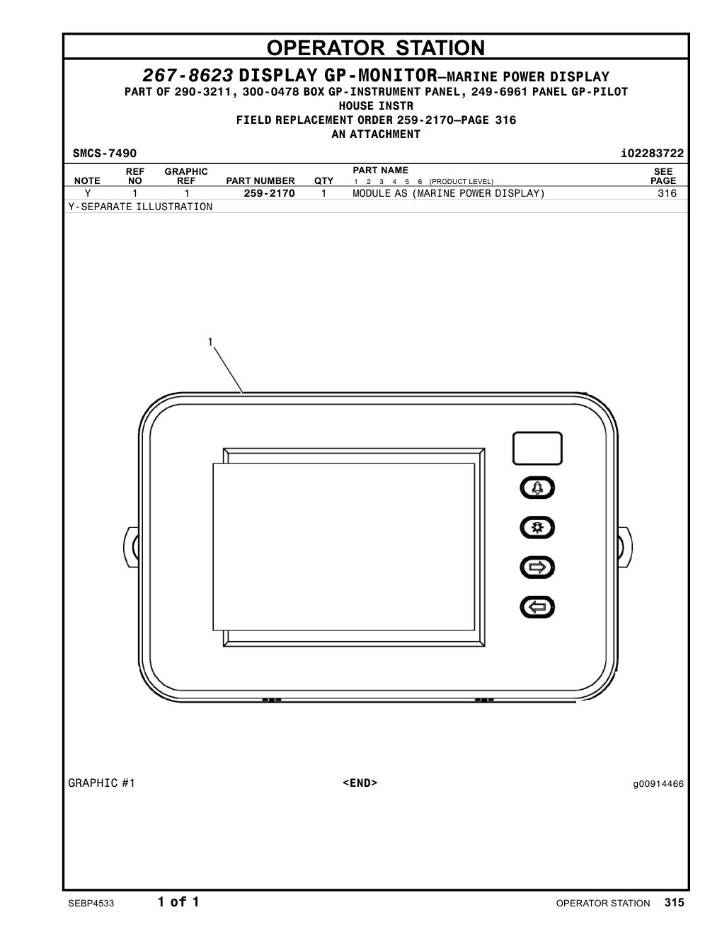 259-2170 MODULEAS(MARINEPOWER DISPLAY) CAT parts manual diagram
