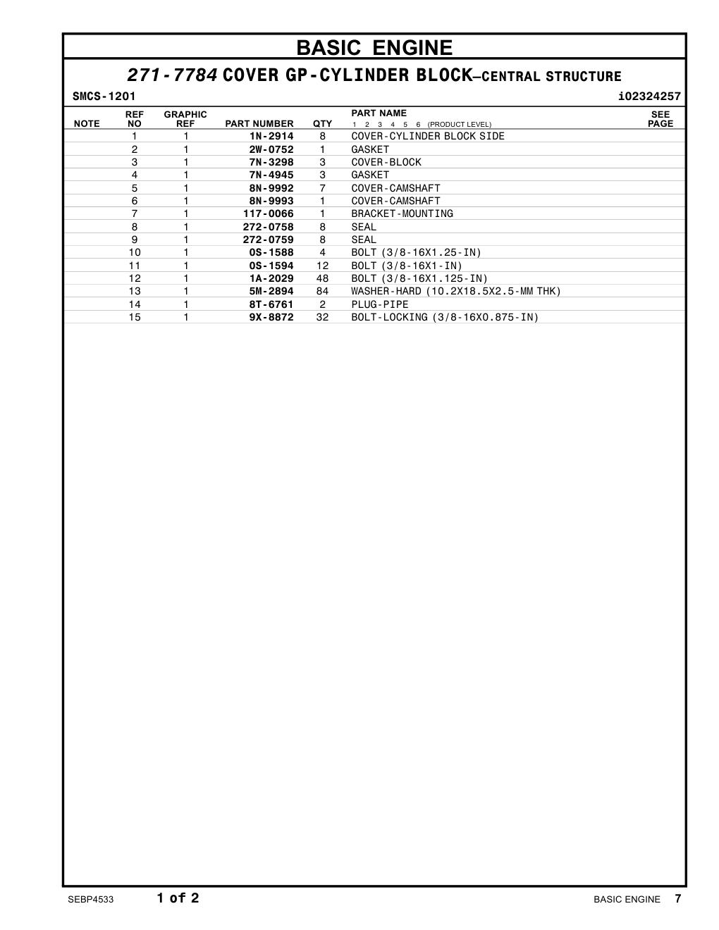 2W-0752 GASKET CAT parts manual diagram