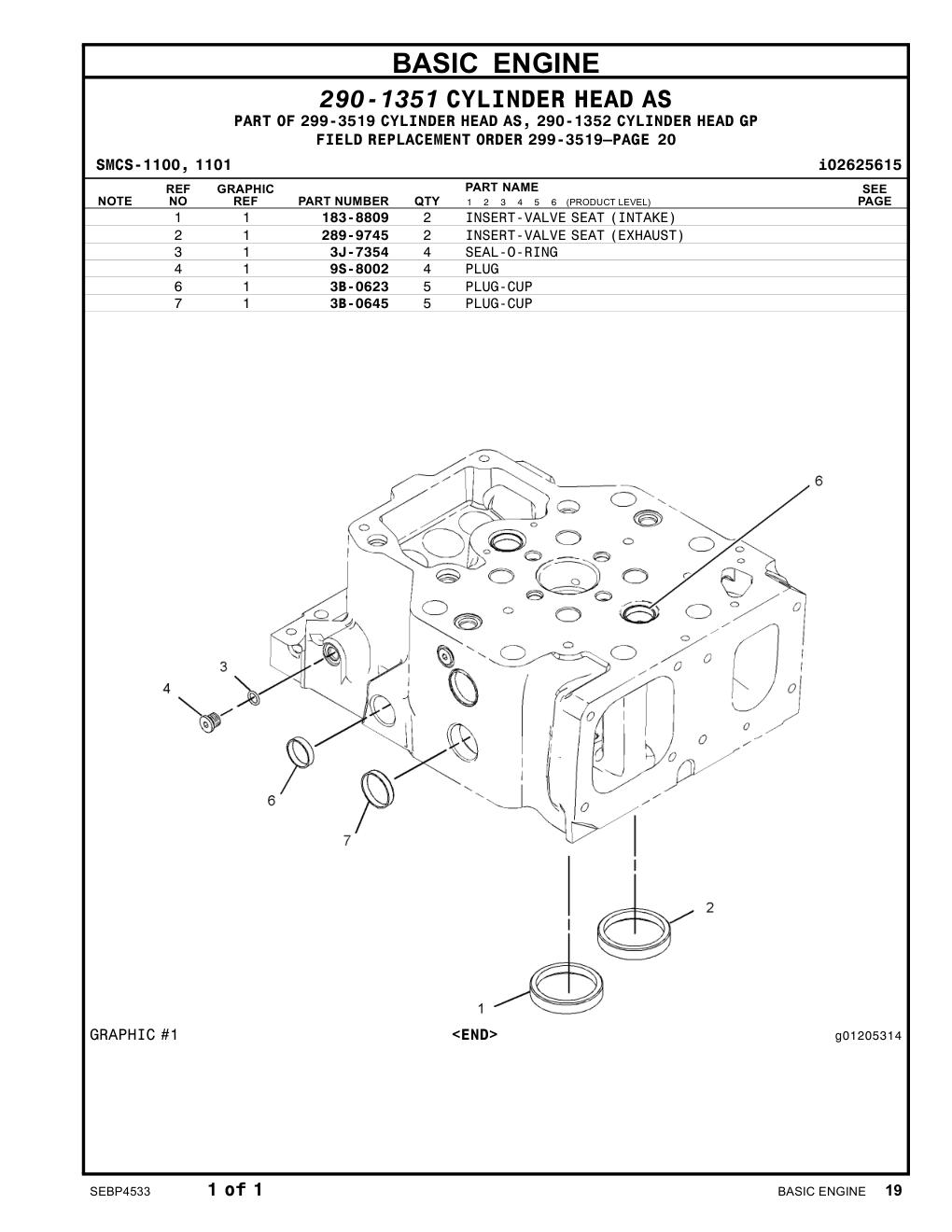 289-9745 INSERT-VALVE SEAT (EXHAUST) CAT parts manual diagram