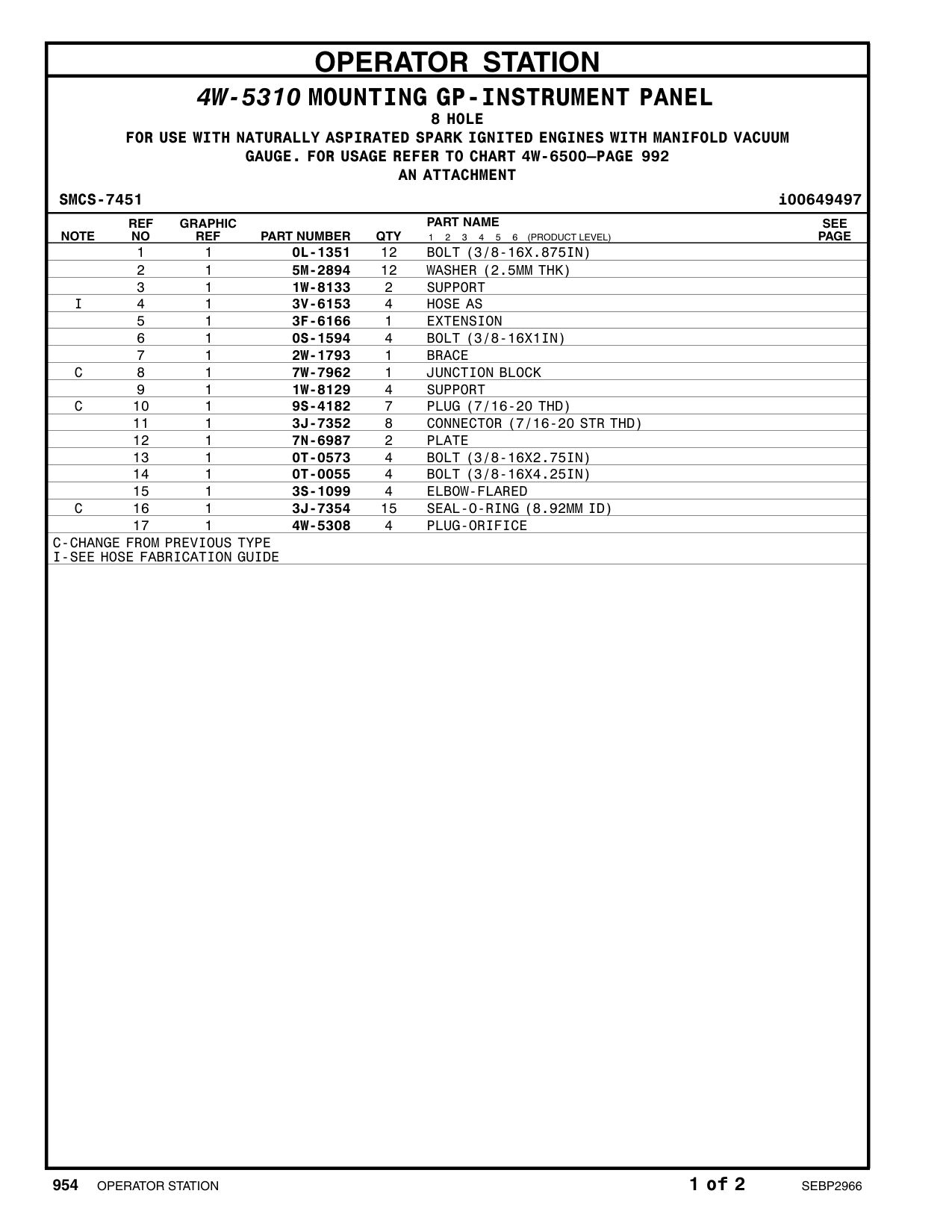 4W-5308 PLUG-ORIFICE CAT parts manual diagram