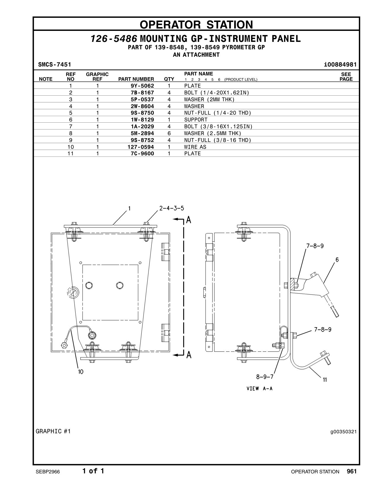 9Y-5062 PLATE CAT parts manual diagram