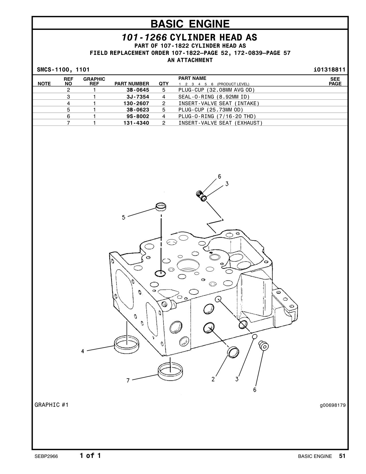 131-4340 INSERT-VALVE SEAT (STANDARD) (EXHAUST) CAT parts manual diagram