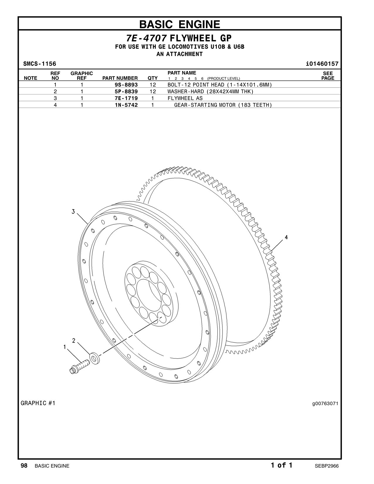 7E-1719 FLYWHEEL AS CAT parts manual diagram