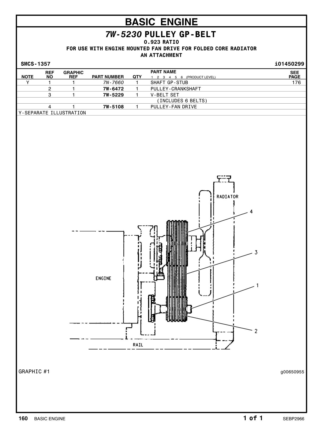 7W-5108 PULLEY-FAN DRIVE CAT parts manual diagram