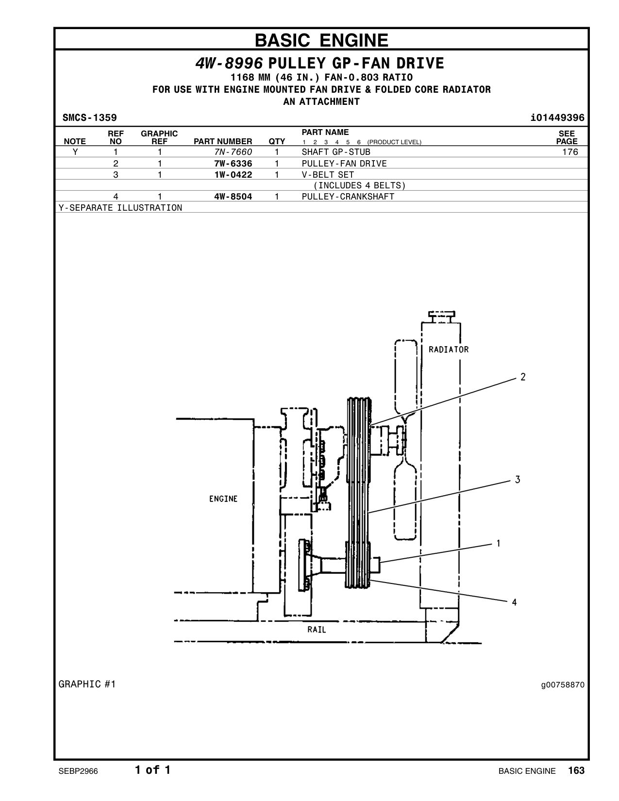 7W-6336 PULLEY-FAN DRIVE CAT parts manual diagram