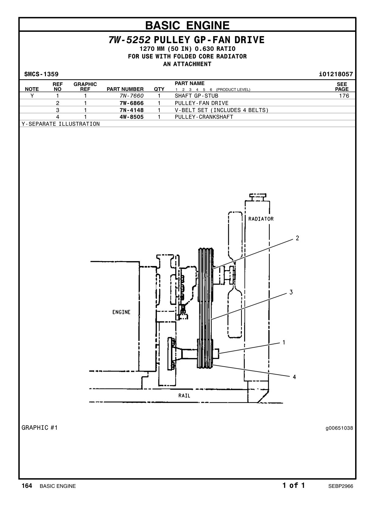 7N-4148 V-BELT SET (INCLUDES 4-BELTS) (FAN DRIVE) CAT parts manual diagram