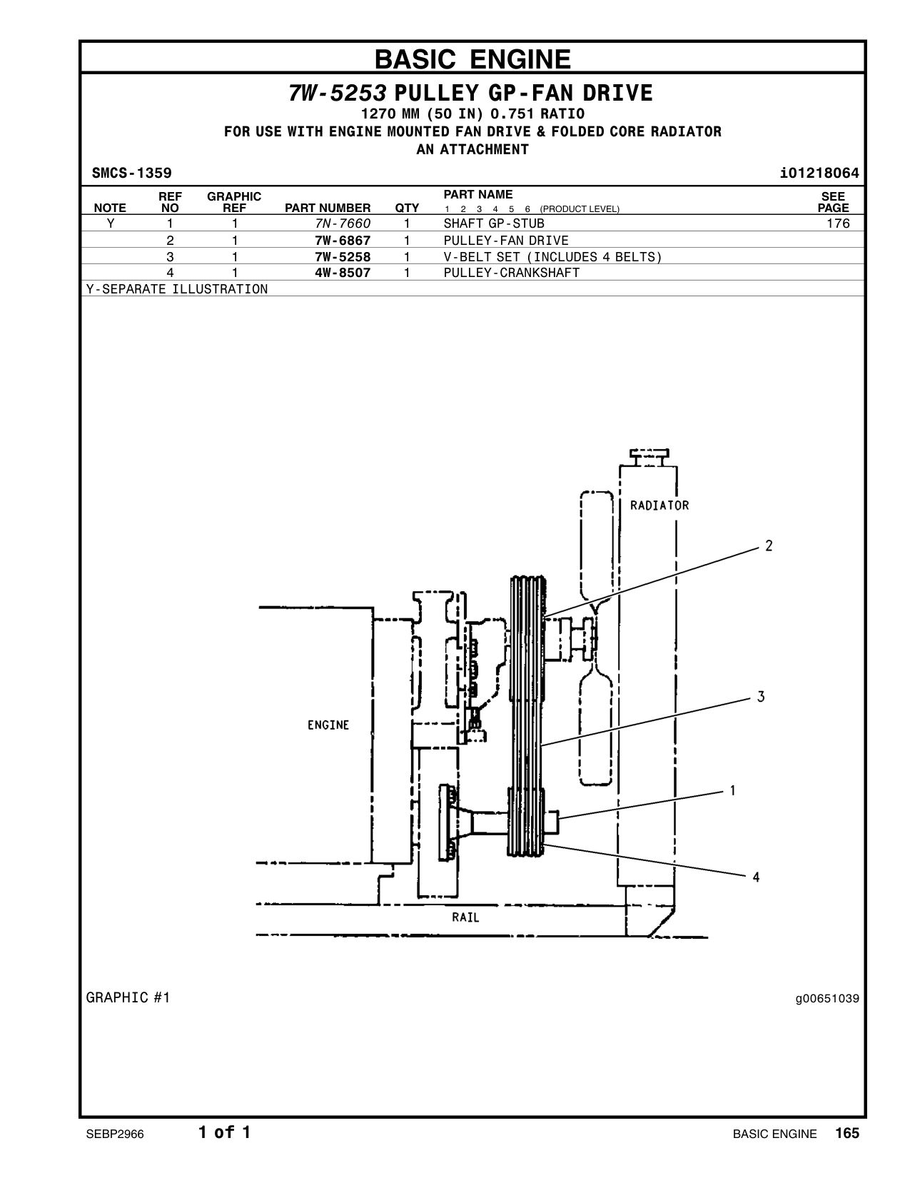 7W-5258 V-BELT SET (INCLUDES 4-BELTS) (FAN DRIVE) CAT parts manual diagram
