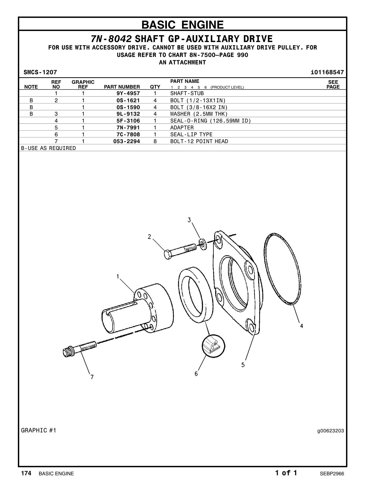 9Y-4957 SHAFT-STUB CAT parts manual diagram