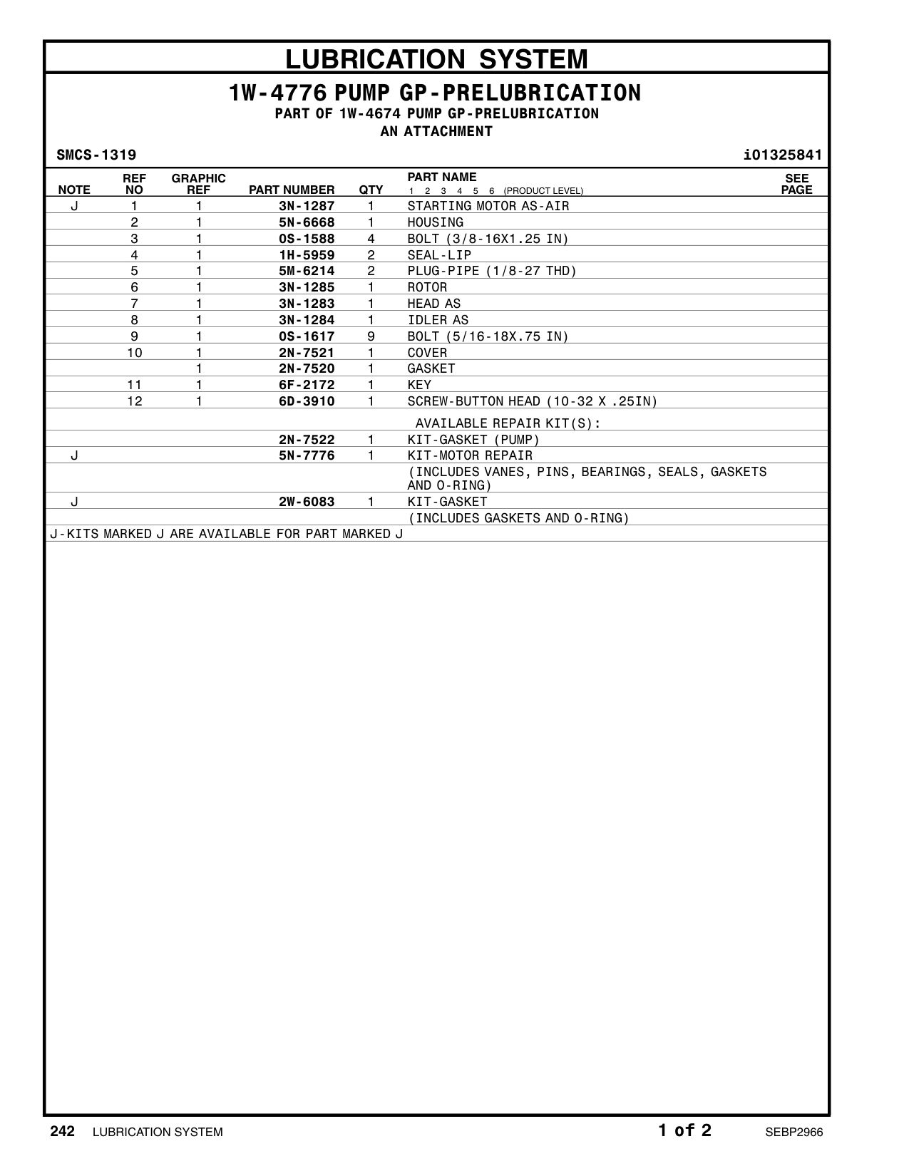 6F-2172 KEY CAT parts manual diagram
