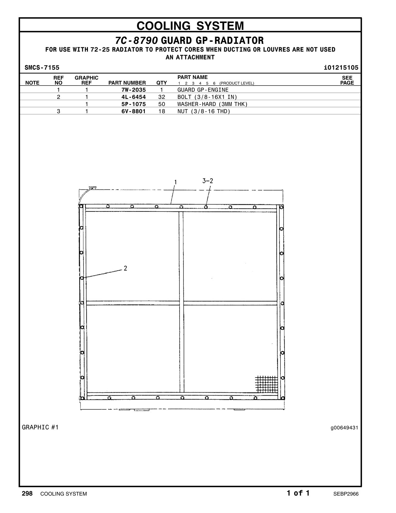 7W-2035 GUARD AS-RADIATOR CAT parts manual diagram