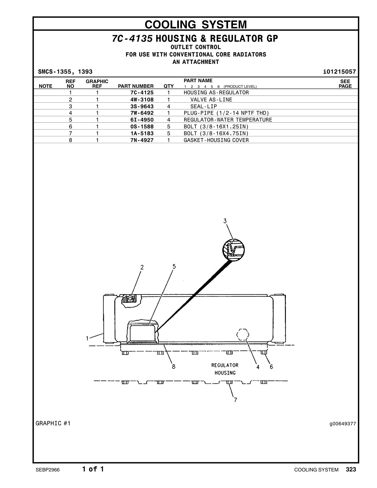 6I-4950 REGULATOR-WATER TEMPERATURE CAT parts manual diagram