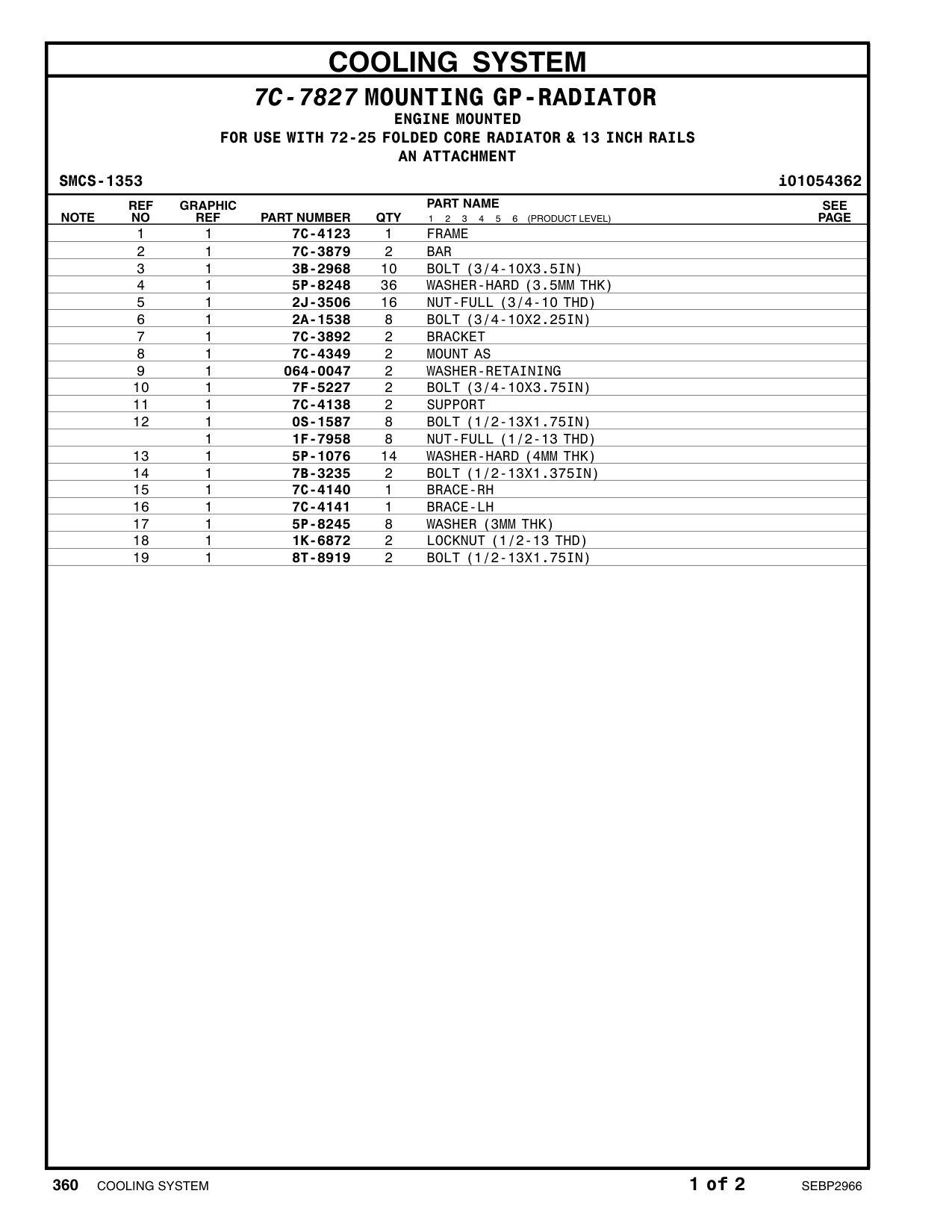 7C-4123 FRAME CAT parts manual diagram