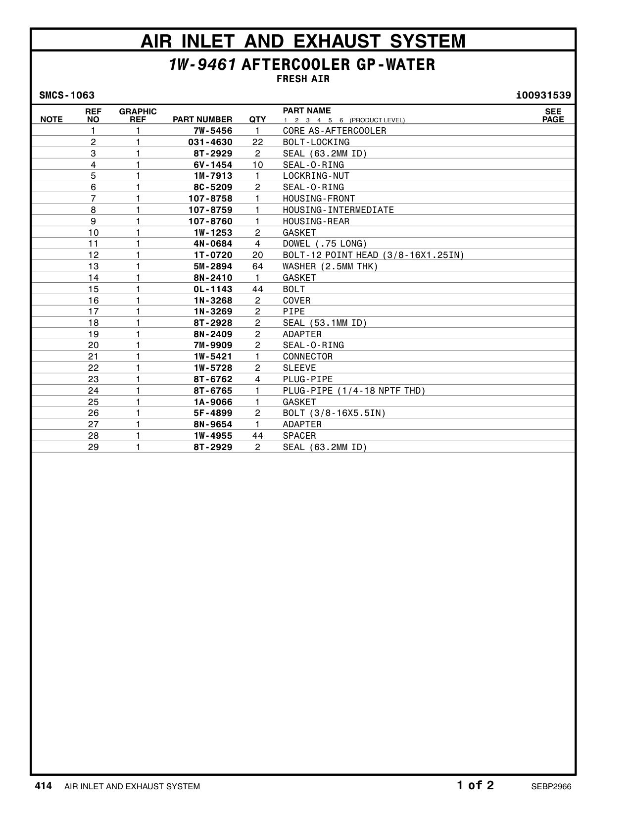 8N-2410 GASKET CAT parts manual diagram