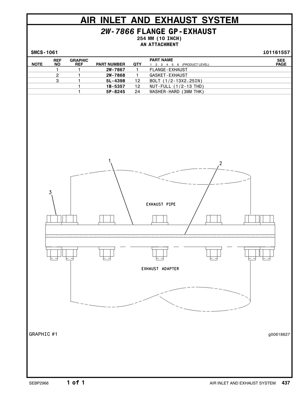 2W-7867 FLANGE-EXHAUST CAT parts manual diagram
