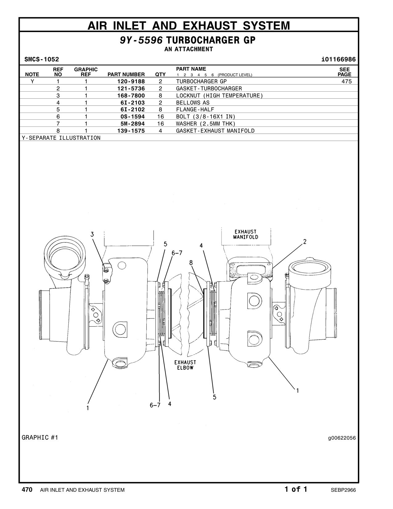 120-9188 TURBOCHARGER GP CAT parts manual diagram
