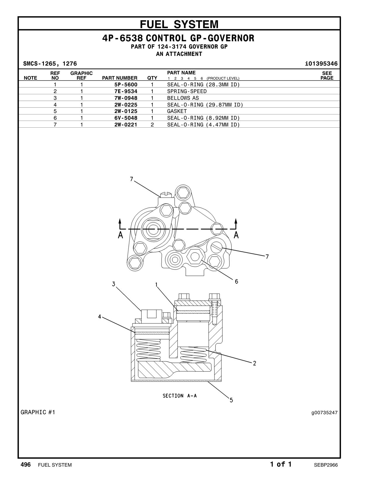 7E-9534 SPRING CAT parts manual diagram