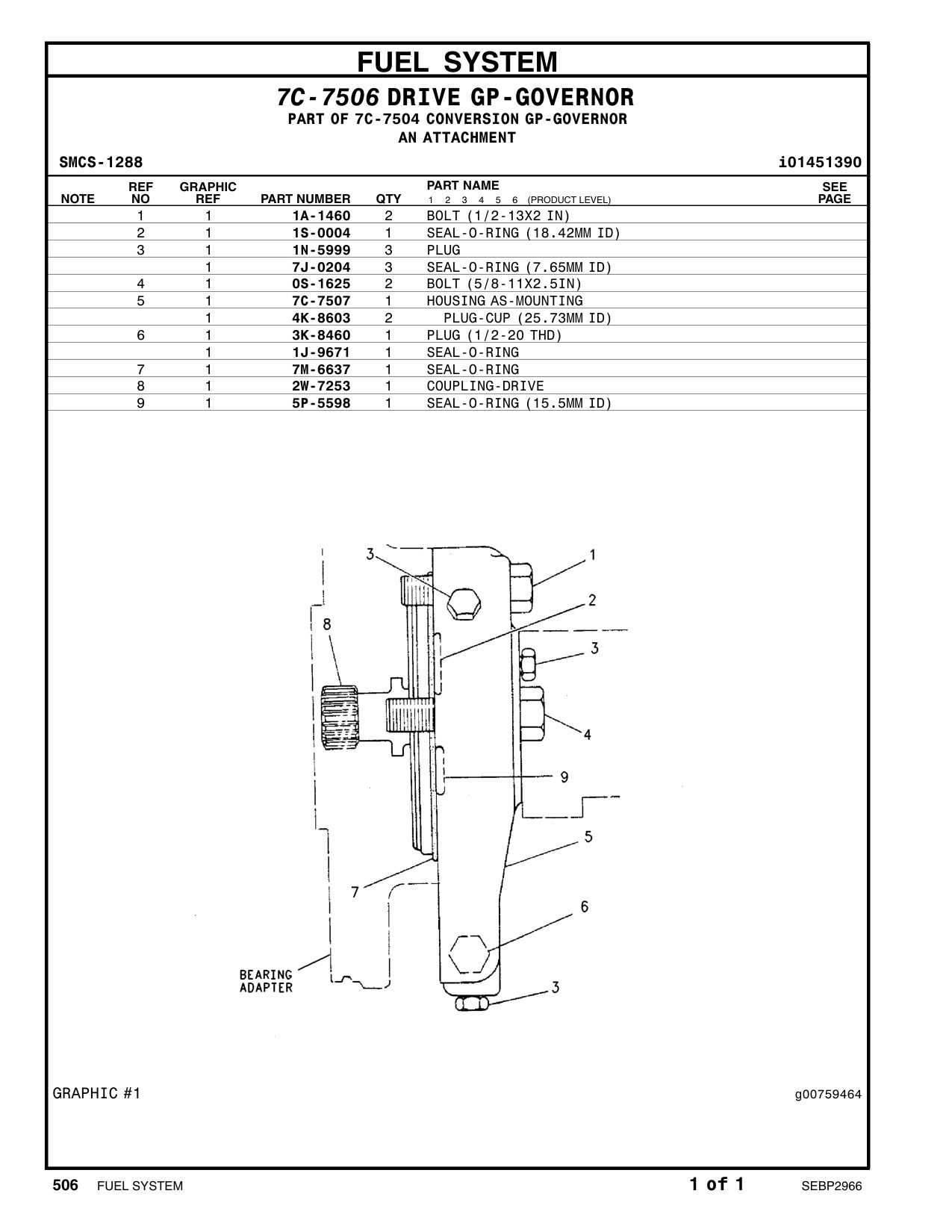 7M-6637 SEAL-O-RING CAT parts manual diagram