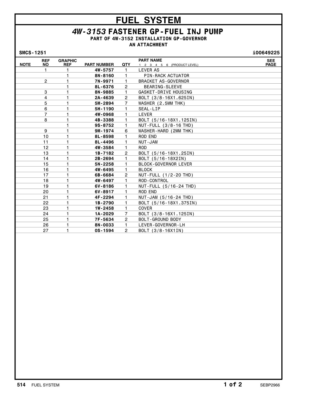 8L-8598 ROD END CAT parts manual diagram