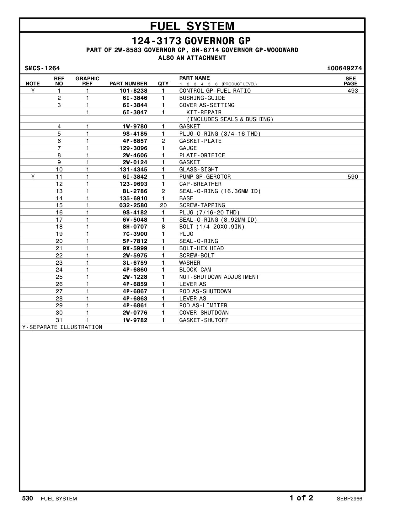 6I-3842 PUMP GP-GEROTOR CAT parts manual diagram