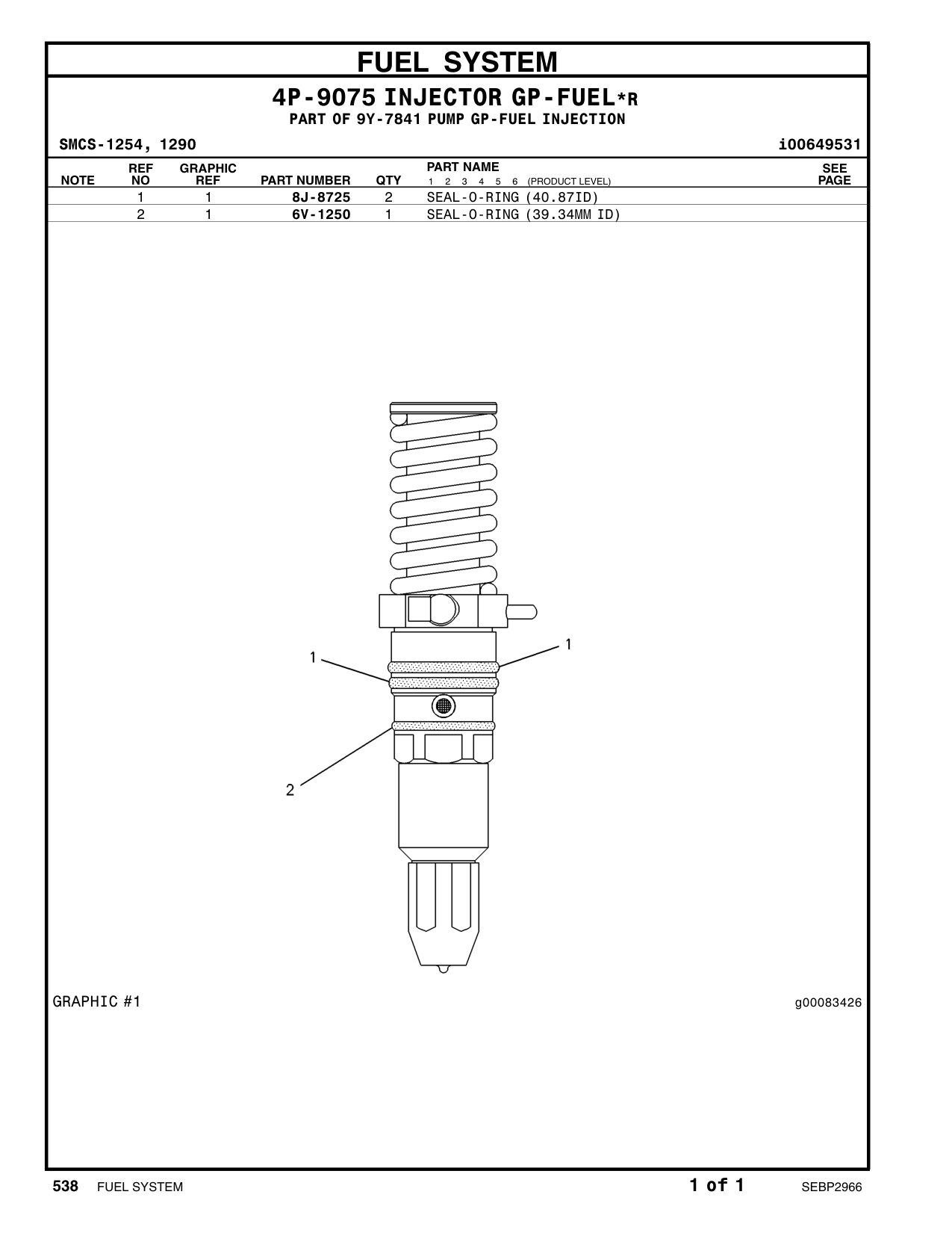 8J-8725 SEAL-O-RING CAT parts manual diagram