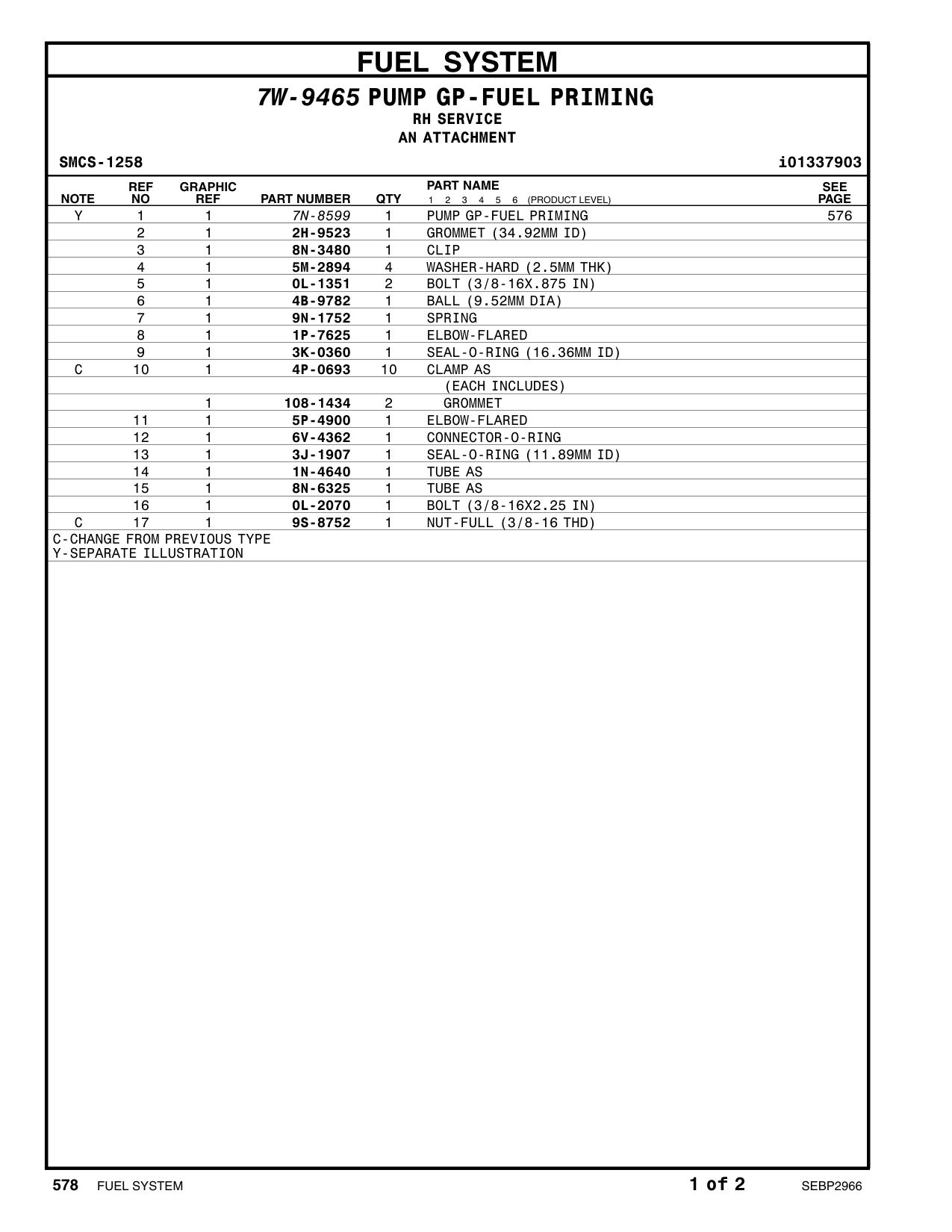 7N-8599 PUMP GP-FUEL PRIMING CAT parts manual diagram