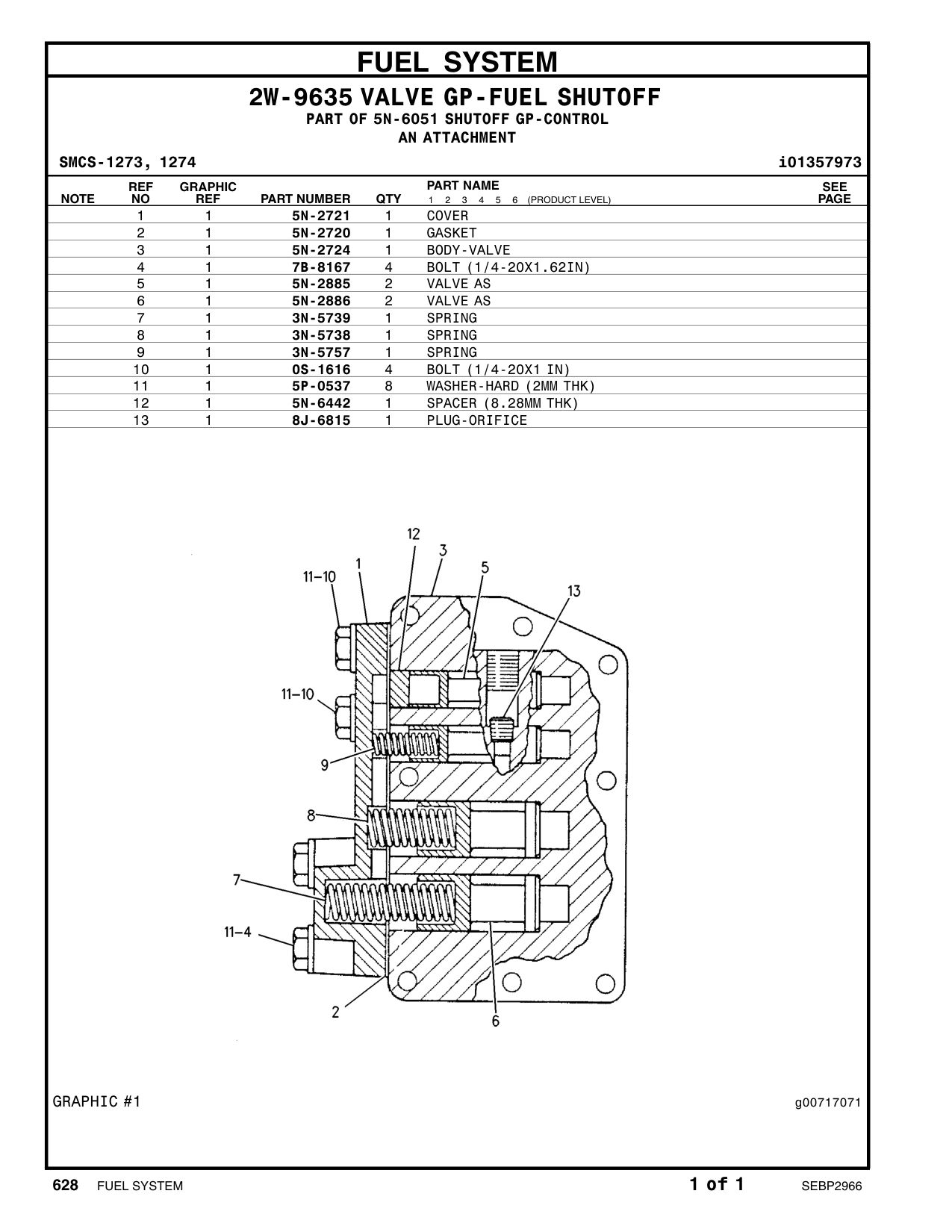 5N-2885 VALVE AS CAT parts manual diagram