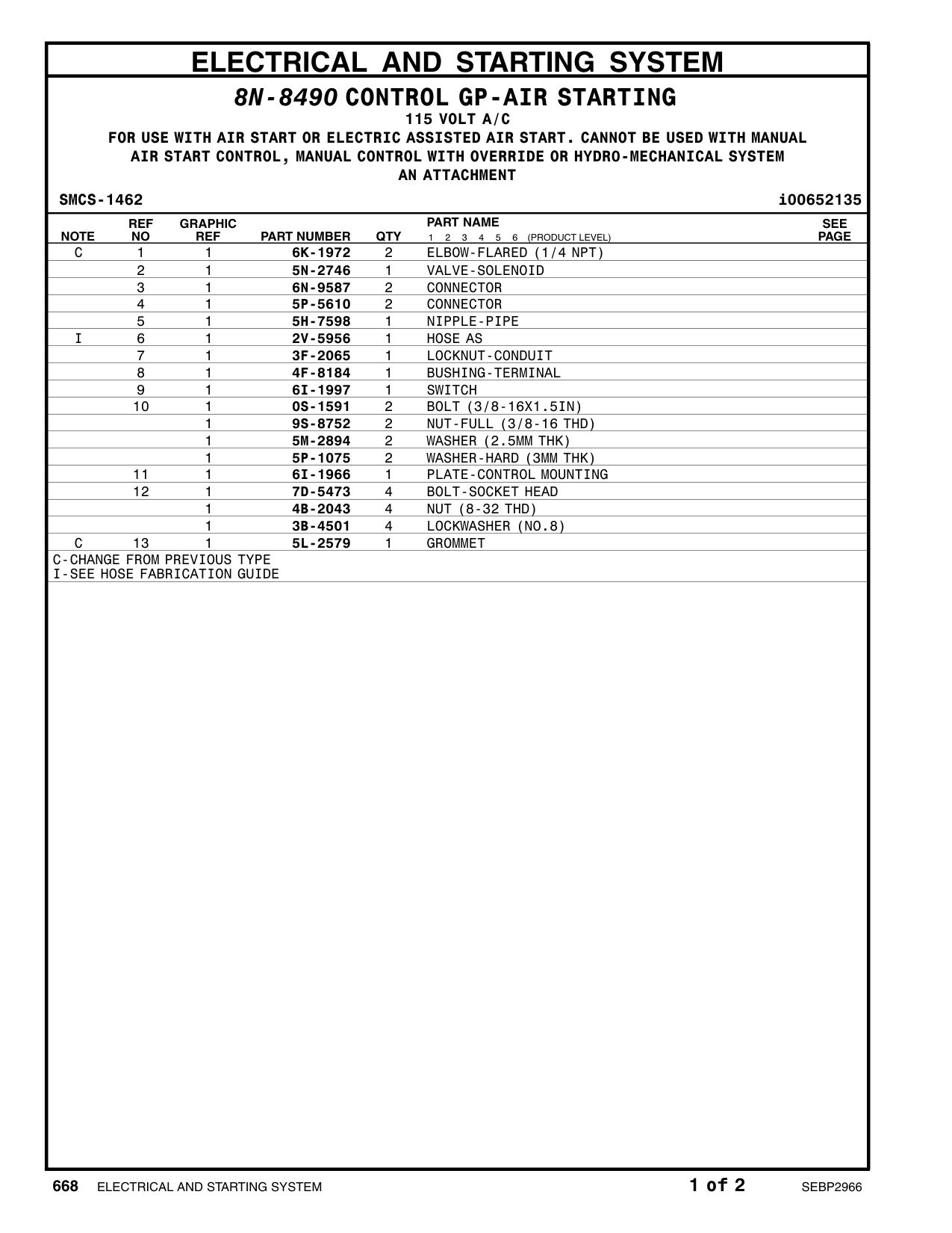 6I-1997 SWITCH CAT parts manual diagram