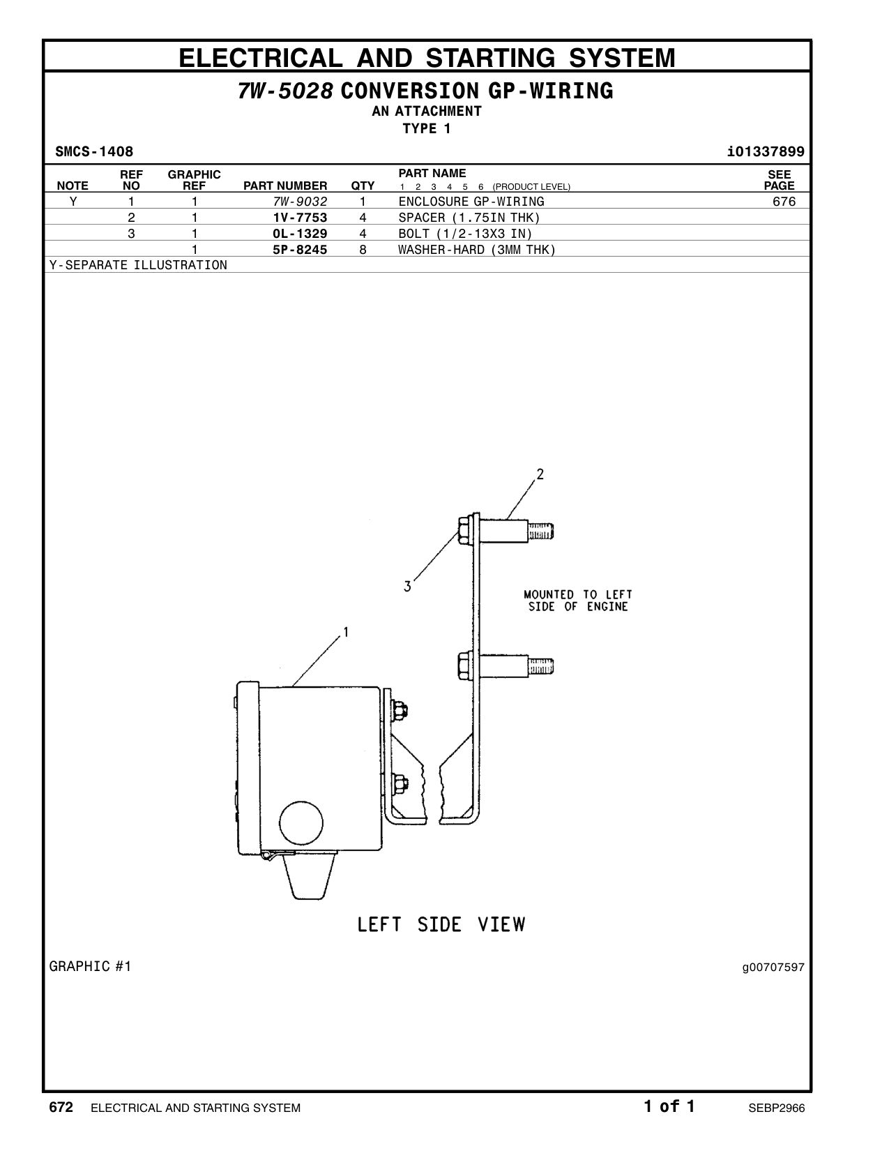 7W-9032 ENCLOSURE GP-WIRING CAT parts manual diagram