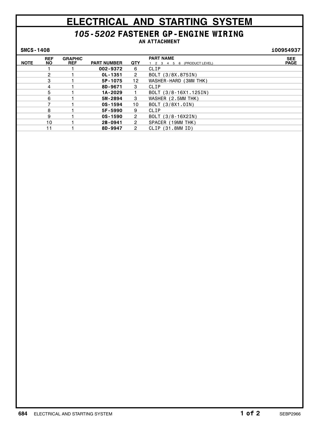 002-9372 CLIP CAT parts manual diagram